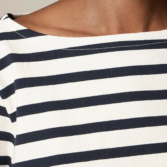 NWOT JCREW MARINER BOATNECK T-SHIRT WOMAN'S SZ 2X PLUS NAVY IVORY STRIPE - Picture 3 of 9
